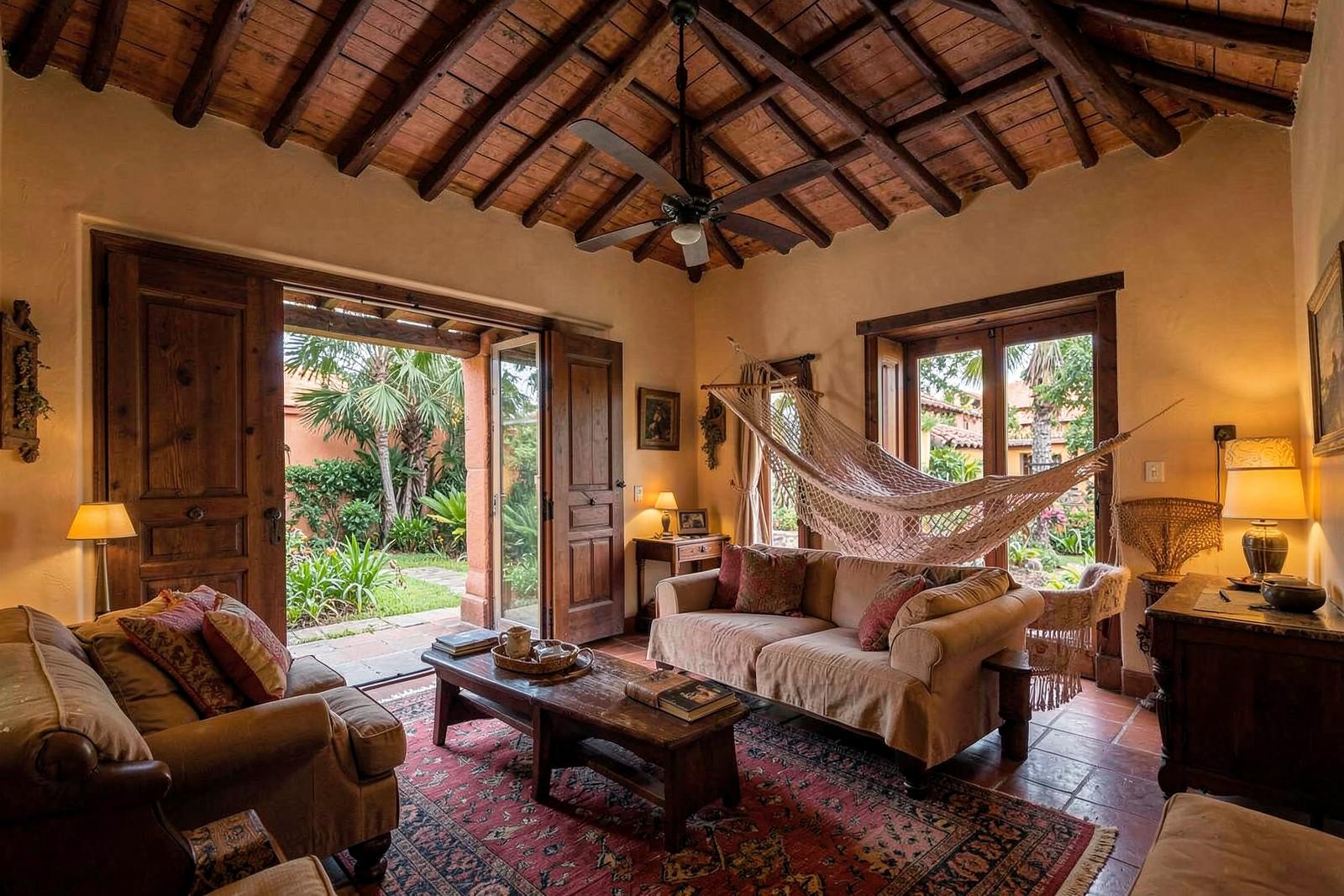 Suite Patio con sala, hamaca y puertas al jardín
